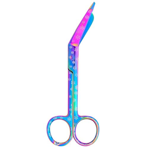 Forbici per bendaggi per infermieri, 14 cm, multicolore, con stampa di zampe, forbici per veterinari, infermieri, in acciaio inox, ideali per infermieri, studenti di medicina, paramedici, veterinari,