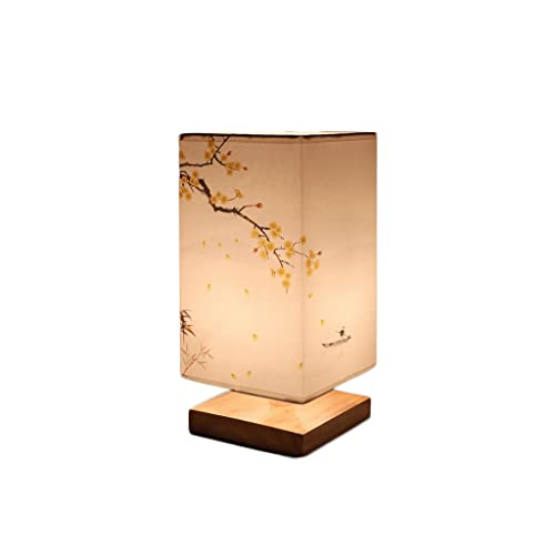  Lampada da Notte in Legno Quadrato in Stile Cinese in Stile retrò Semplice e Creativa. Lampada da Tavolo Decorativa da Comodino Calda per Camera da Letto in Stile Giapponese