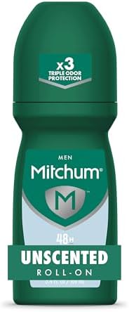 Mitchum Roll-On Antiperspirant and Deodorant for Men, Unscented, 3.4 Fluid Ounce