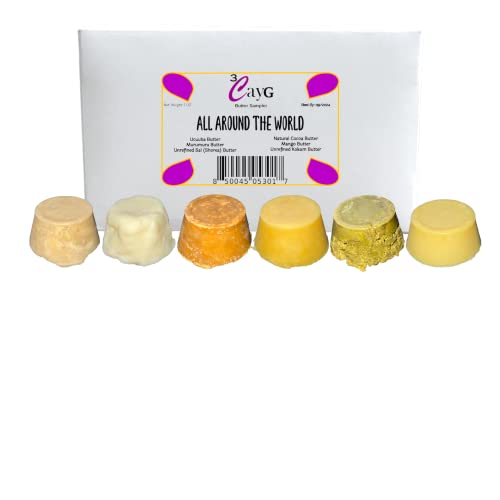 3Cayg Around The World Butter Sampler Cocoa Butter, Kokum Butter, Mango Butter, Murumuru, Sal #TOP15