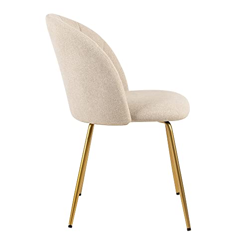 Gia Home Furniture Series Mid-Century Modern Dining Chair With Tufted Beige Velvet Upholstery, Set Of 2, Gold #TOP5