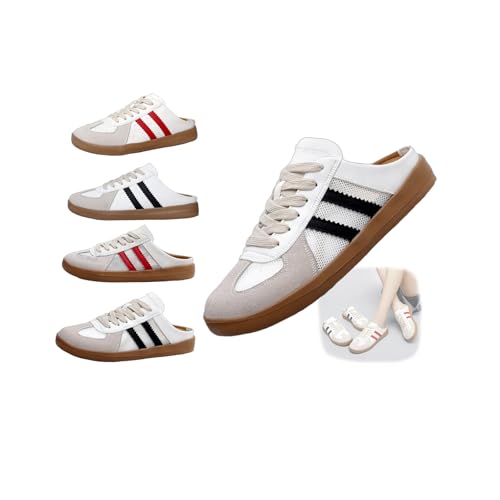 Women’s Fashion Mesh Walking Shoes Breathable Contrast Lace-Up or Slip-On Sneakers, Comfortable Backless Casual Sports Shoes with Round Toe for Everyday Wear