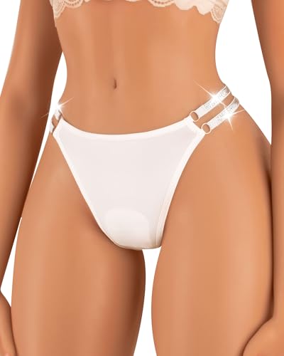 Banamic culotte femme pailletée lanières sexy blanc