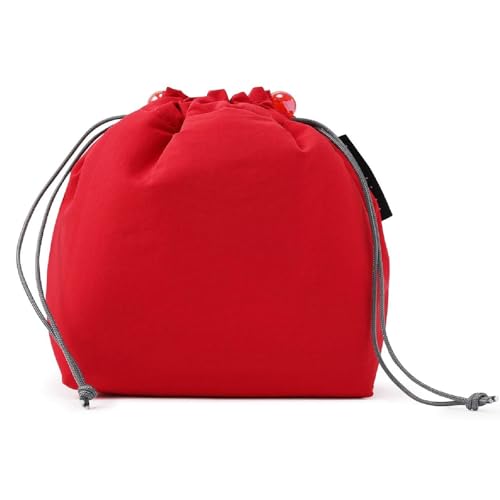 Lunchichi 保冷 ランチバッグ 巾着型 【子供の手で開けやすい】&【3層で本格保冷】 お弁当袋 保冷バッグ 弁当 小さめ 保冷袋 お弁当 子供 保育園 幼稚園 (赤)