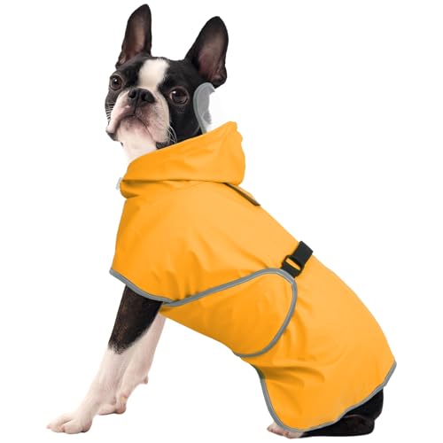 FUAMEY Rain Jacket for Dogs Medium | Leash Hole, Reflective Strips, Rainy Day Outdoor Play, Waterproof, Jack Russell
