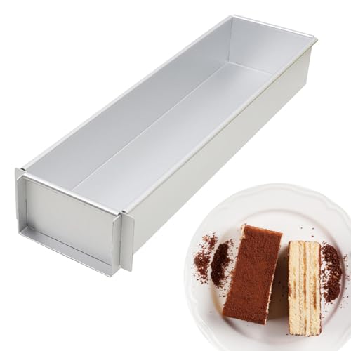 Generico Molde rectangular | 15,74 x 3,93 x 2,36 en bandeja antiadherente, molde rectangular fijo tarta de queso gasa cumpleaños mousse cake party