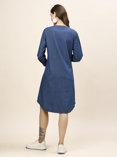 Image of MomToBe Women's Denim Maternity Dress with Zippers for Nursing Pre and Post Pregnancy