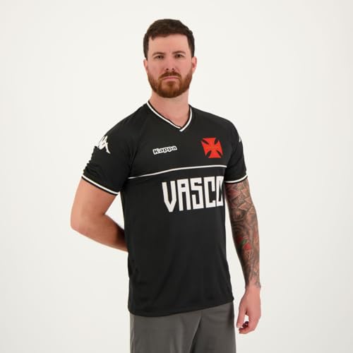 Camisa Kappa Vasco Supporter Bicolor Preta
