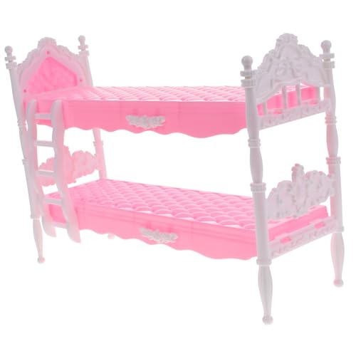 BESTonZON Mini Cama para Muñecas Juguetes Accesorios De Dormitorio Miniatura Accesorios para Muñecas Decoración De La Casa Casillero Decoración Cama Pequeña Rosa El Plastico