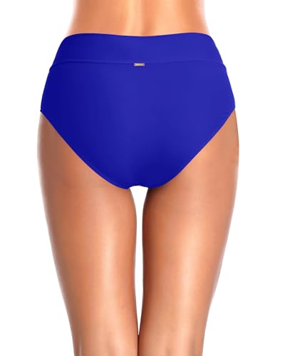 Image of Women V Cut Full Coverage Bikini Bottom - High Waist Swim Bathing Suit Bottoms Cross V Front Swimsuit