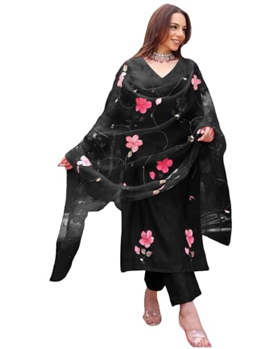 Image of ANNI Designer Women's Rayon Viscose Printed Straight Kurta with Pant & Dupatta