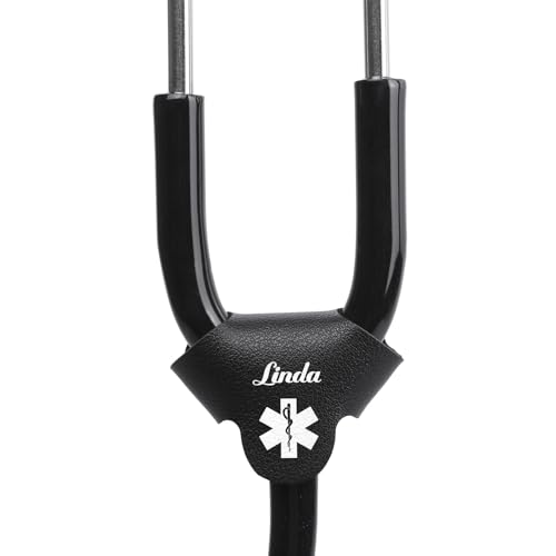 Personalized Stethoscope Name Tag for Nurses: Custom with Birthflower & Name Stethoscope Charms ID Charm Accessories, Gifts for Nurse Doctor Vet (Black, Custom Name)