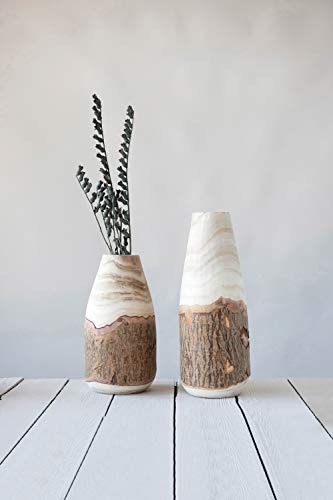 Creative Co-Op 13" H Carved Paulownia Wood Vase with Live Edge (Each one Will Vary) - Image 5