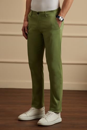 Image of Peter England Men Mid Rise Regular Fit Pants