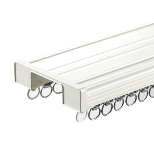 Rail double rideaux blanc design épuré en aluminium durable - 2