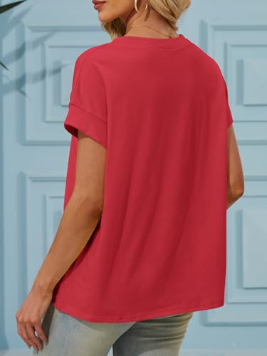 ZDC Women's Cap Sleeve Tank Tops Summer Crew Neck T Shirts Basic Loose Fit Solid Tee2