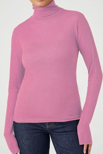 Image of Emmalise Womens Turtleneck Top Long Sleeves Fitted Ribbed Top