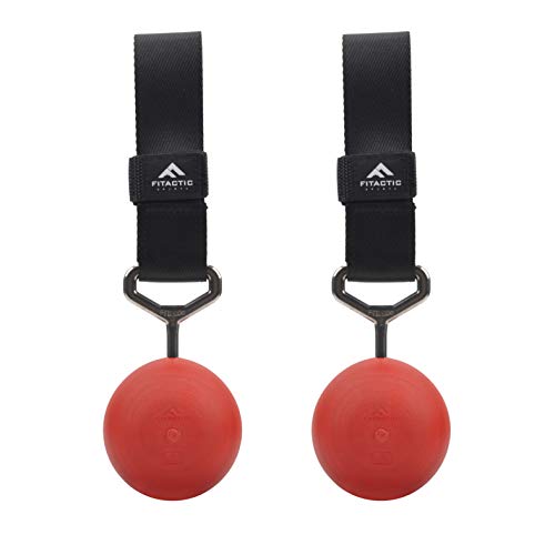 FITactic 3 Inches Rock Climbing Solid Training Cannonball Bomb Power Pull Up Ball Hold Grips for Straps for Finger, Forearm, Biceps, Back Muscles, Sports, Race (2 Balls, Red 3