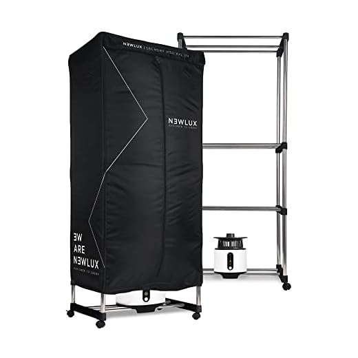NEWLUX - Secadora de Ropa Eléctrica Portátil Secadry Azul con Luz UV para Desinfectar. Capacidad 15Kg, Temp. 180min, 3 Niveles. Secadora por Ventilación (1200W) 3 en 1: Secadora, Armario, Tendedero