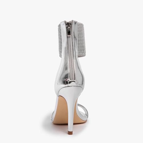 Women's High Heel Sandals Open Toe Ankle Tie Dressy Heeled Sandals for Prom, Party, Evening Events, 3.93 Inch Comfortable Thin Block Heels3