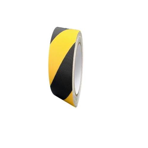 Black&amp;Yellow Rubber Grip Tape Anti Slip Tape 1 Inch, 16.5 Feet, Heavy Duty Waterproof Non-Abrasive Tape Cushion Pad for Indoor &amp; Outdoor, Making Handles or Contact Surfaces Safer