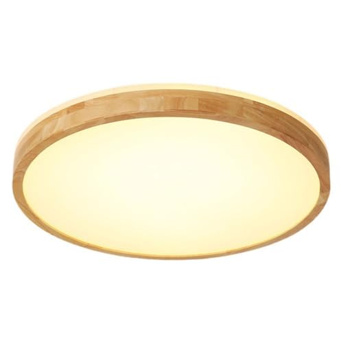 Plafonnier LED en bois rond et plat pour salon