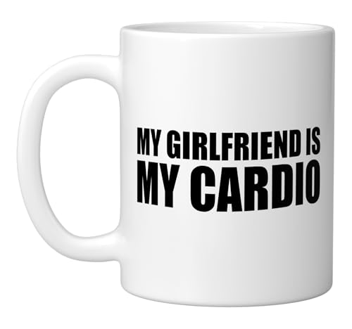 Taza cerámica blanca My Girlfriend Is My Cardio 11 oz