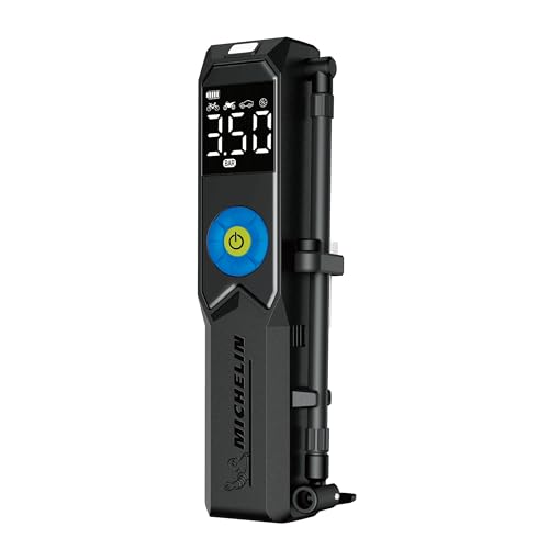 MICHELIN - Mini Compresseur USB-C Rechargeable - Sans Fil et Compact - Grand Écran Digital Rétro-éclairé - Torche LED - Batterie Lithium 2600mAh -...