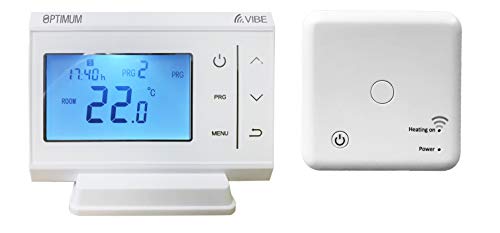 Optimum Termostato Digital programable inalámbrico WiFi + RF, Aplicaciones iOS y Android, también Funciona con Amazon Echo y Google Assistant
