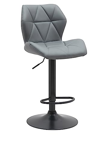 EKE Banco Alto Respaldo Barra Desayunador Cocina Giratorio Comodo Rombos Acolchonado (Gris)