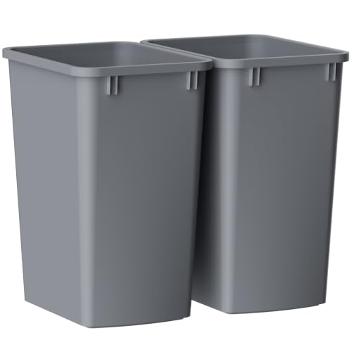 Image of ROOMTEC Lightweight and Durable Slim Trash Can,35QT Kitchen Trash Can,2 PCS | Lightweight and Sturdy Slim Trash Cans, Wastebaskets for Office, Workspace, Kitchen, Bathroom, Easy to Clean ,Grey