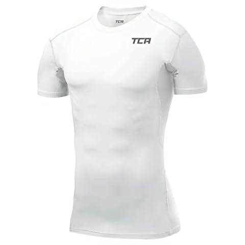 TCA Men's HyperFusion Compression Base Layer Top Short Sleeve Under Shirt - White, L Cover