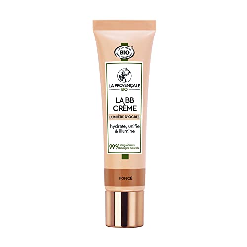 La Provençale Bio - La BB Crème Lumière d'Ocres Certifiée Bio - Crème Teintée Hydratante - Huile d'Olive Bio AOP Provence - Pour Tous Types de Peaux - Teinte : Foncé - 30 ml