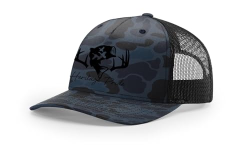 Image of Heritage Pride Deer Hunting Fishing Duck Hunt Mens Embroidered Mesh Back Trucker Hat
