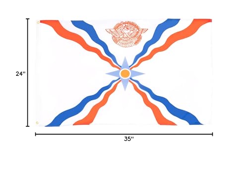 Image of AZ FLAG - Assyria Flag - 2x3 Ft - 100D Polyester Assyrian Banner with Two Metal Grommets - Fade Resistant - Vivid Colors - 2' x 3' Feet - 90x60 Cm