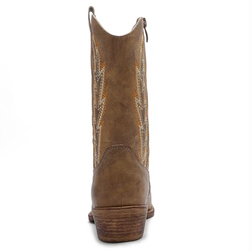 Image of GLOBALWIN Women's Mid Calf The Western Cowgirl Boots Fashion Cowboy Boots For Women Chunky Low Heel