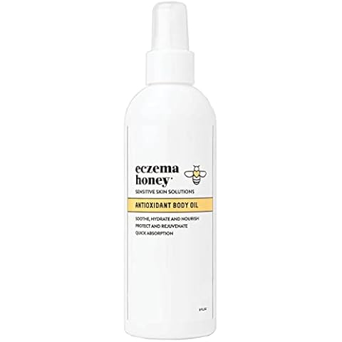 ECZEMA HONEY Antioxidant Body Oil - After Shower All Over Body Oil Spray for Skin - Eczema-Prone & Sensitive Moisturizing Skin Oil - Unscented Body Oils for Women, Men & Kids (8 Fl Oz) Cover