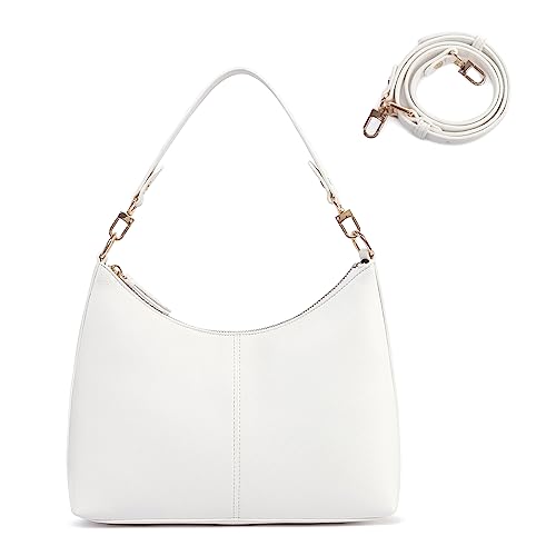 Keyli shoulder bag for women Small Tote Handbags Purse Trendy Zip Leather Crossbody Bags with Adjustable Strap White