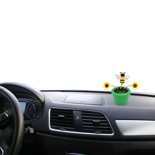 Whnbuij Happy Dancing Solar Flower | Ornamento Solar para Coche - Juguete portátil para Coche con Cabeza oscilante, decoración Solar Reutilizable para el salpicadero del hogar,