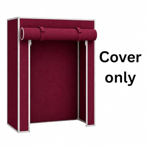 Image of EASY BUY Shoe Rack Cover only, 4 Shelves Cover with Zip Door Lock & Side Pocket| Space Saving Organizer for Clothes & Shoes 70 x 60 x 30 cm, Maroon