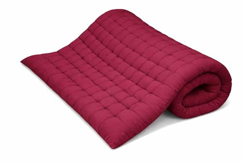 Image of ATOOTFUSION Soft Cotton Quilt | Foldable Light Weight Filled Single Firm Cotton Quilt Mattress| Gadda (Solid Coloured, Sleeping Capacity, 6 x 6 ft or 72 x 72 Inches) Double Bed (Maroon)