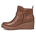Athlefit Wedge Boots for Women Fashion Platform Lug Sole Leather Buckle Brown Ankle Booties with Side Zipper Size 8.5