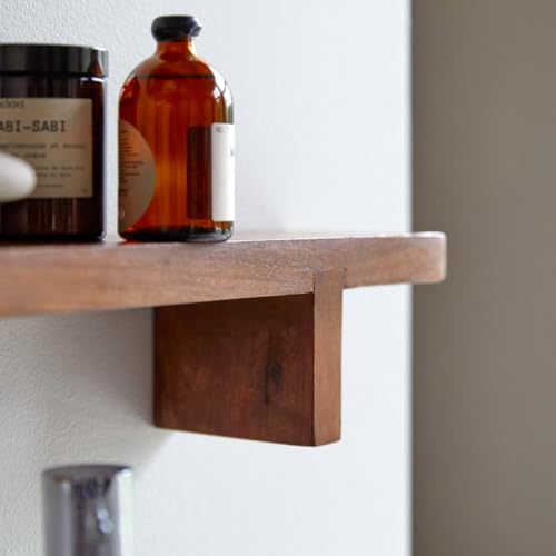 Image of 3 Years Warranty Sheesham Wood Wall Shelf for Living Room Bathroom | Floating Shelf Wall Mounted Display Rack for Decor Plants Toiletries | Minimal Modern Storage Organizer | Space Saving| Rosewood