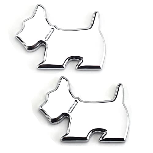 Image of 2pcs Head Front Dog Emblem Totem Logo Badge Car Sticker Auto Decoration Car Body Decal (Dog Silver)