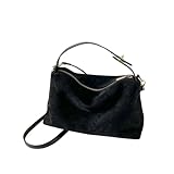 grand sac a main daim noir Le sac de style hobo polyvalent fonctionne comme un fourre-tout d'épaule ou un sac de messager