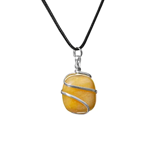 ABHISUBYA Collier avec pendentif en cristal d'aventurine jaune brute,Protection d'énergie négative,Breloque de guérison authentique,Breloque de guérison des chakras Cover