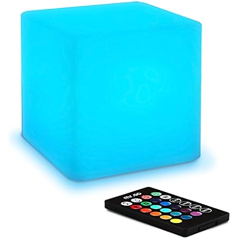 Mr.Go 4-inch Dimmable LED Night Light Mood Lamp for Kids and Adults - 16 RGB Colors - 8 Level Dimming - 4 Lighting Effect - Rechargeable - Remote Control - Decorative, Fun & Safe - White Finish Cube Cover