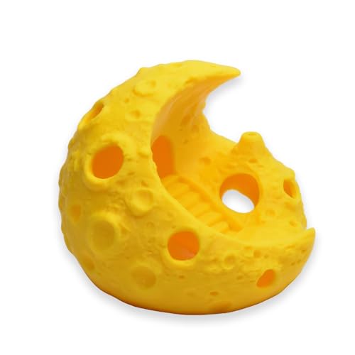 Aquarium Decor, Moon-Shaped Fish Tank Decorations, Aquarium Cave Fish Hideout for Betta Goldfish Shrimp (Yellow)