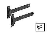 Bisagras rectas para puerta de 350 mm, bisagra de banda y gancho de alta resistencia, color negro