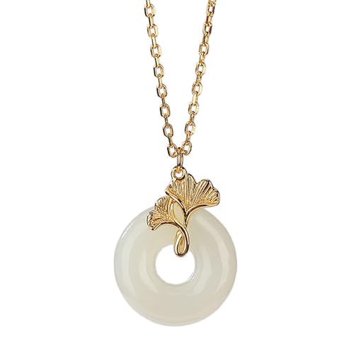 Collier jade Hetian Lucky Circle contre la peau sensible, en argent hypoallergénique